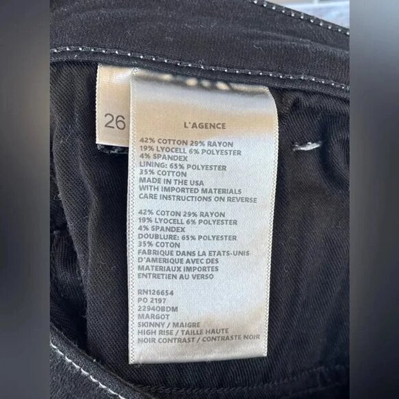 L'AGENCE Margot Skinny High Rise Noir Contrast 26 - Picture 15 of 15